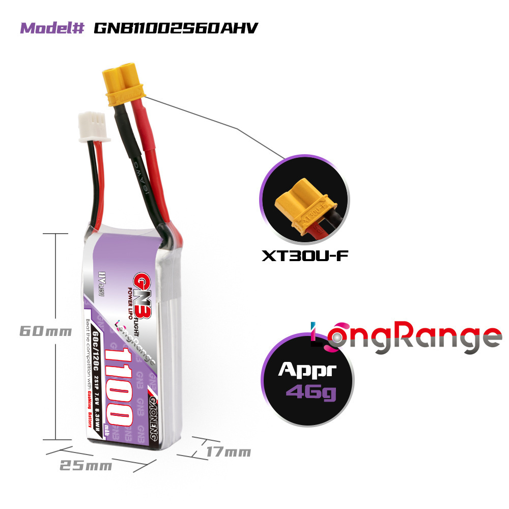 Gbn 1100mah 2S 3S 4S 6S 60c/12 - Drone Racing Battery avaliação e preço